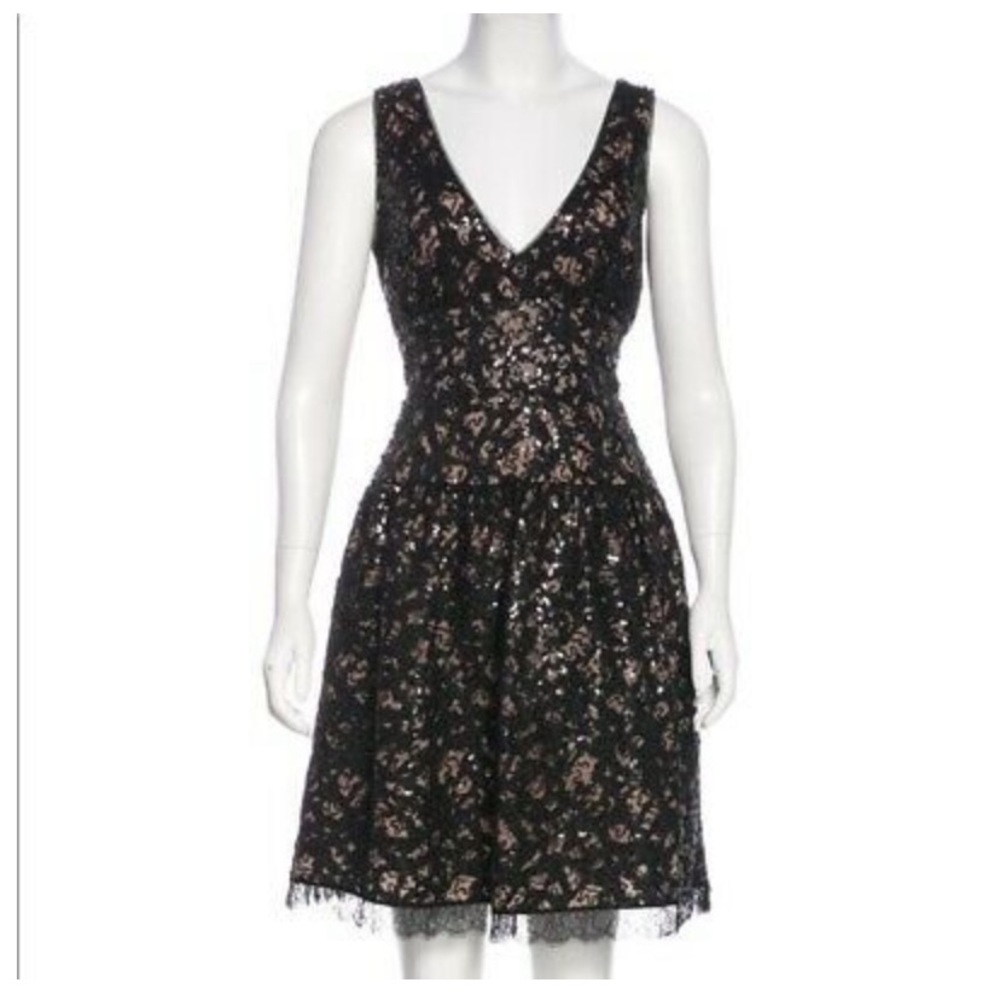 BCBGMAXAZRIA Women's Katarina Sequined V-Neck Short Dress